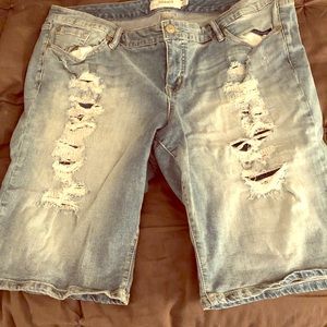 Plus Size Distressed Denim Jean Shorts